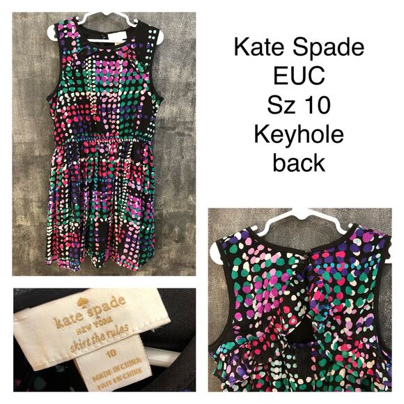 Kate Spade Multi-Colored Flutter Dress Sleeveless Keyhole Back Size 10 - Picture 6 of 6